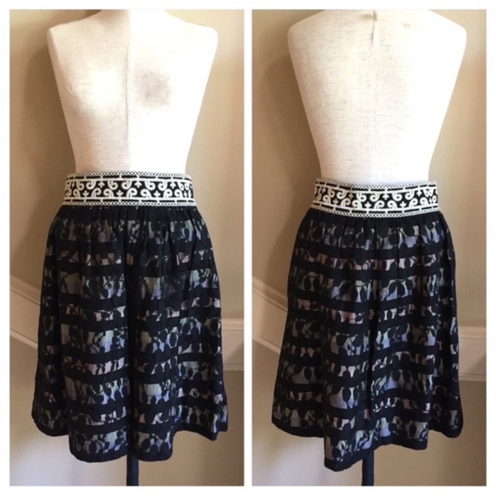 Anthropologie Floreat Lace Overlay Skirt size 0